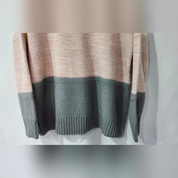 Pastel Stripe Women‎ Textured Crewneck Sweater L Soft Girl Ski Aspen Chic Winter - Picture 7 of 8